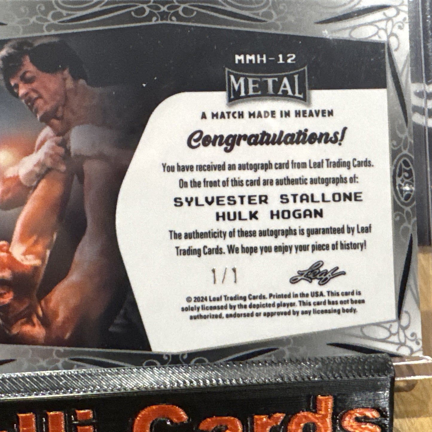 2024 Leaf Metal Legends Wrestling Hulk Hogan Sylvester Stallone Dual Auto 1/1