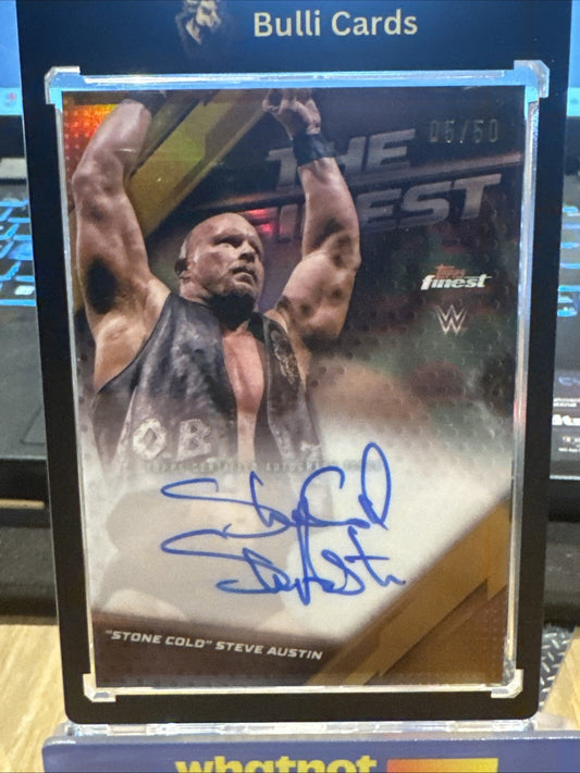 2025 Topps Finest WWE Stone Cold Steve Austin TFA-SCA The Finest Gold Auto 05/50