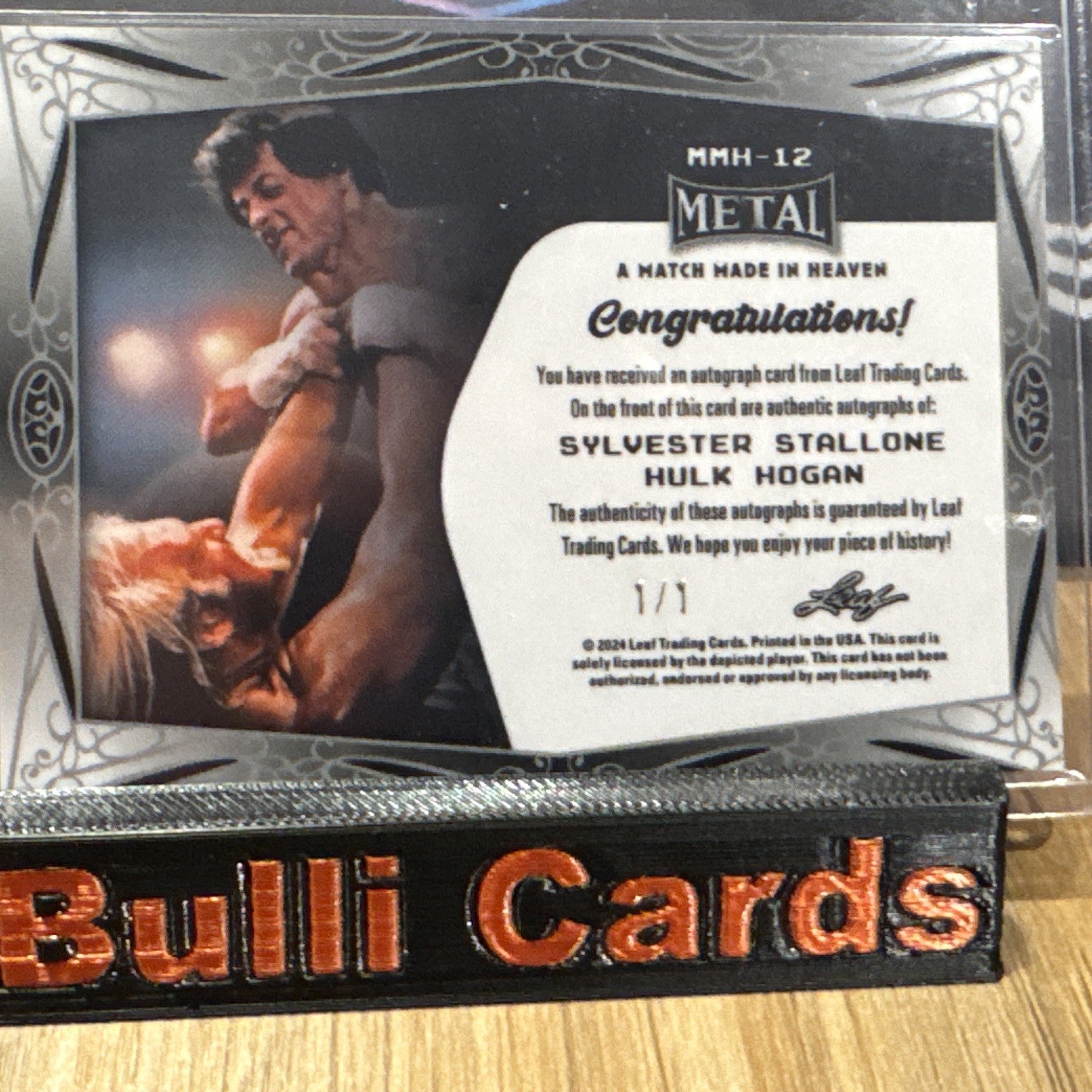 2024 Leaf Metal Legends Wrestling Hulk Hogan Sylvester Stallone Dual Auto 1/1